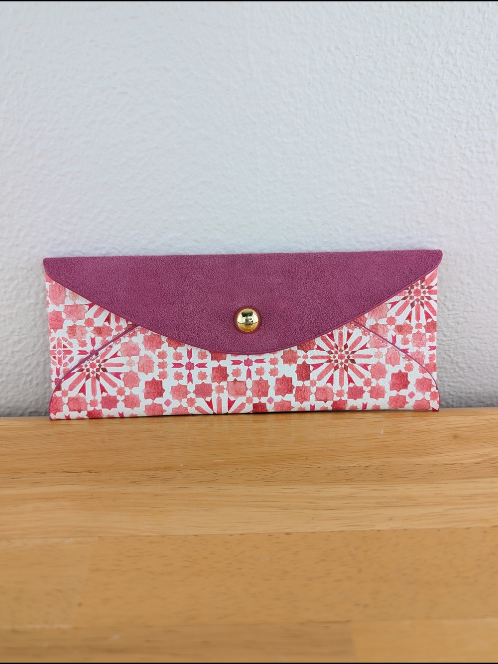 Anthropologie Rosie Harbottle Pencil Pouch Pink Magenta Flap Suede PU